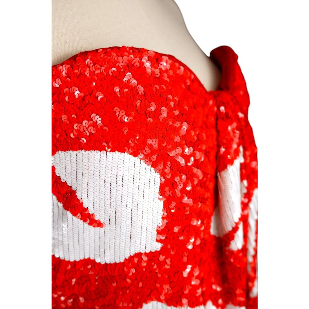 1991 Valentino Boutique Red Hibiscus  Dress, S/S 1991 Paris Runway Finale - Picture 6 of 16